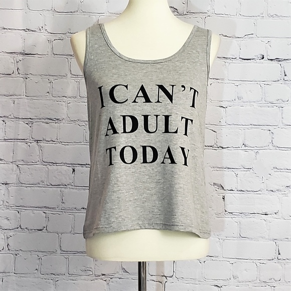 NWT "I CAN'T ADULT TODAY" Grey Tank - Picture 2 of 2